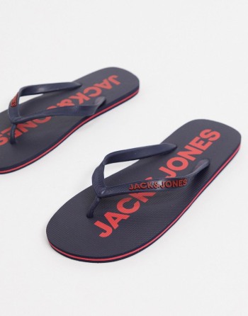 Jack & Jones With Logo Sole Tamnoplave - Muške Japanke | 63284ZDXS